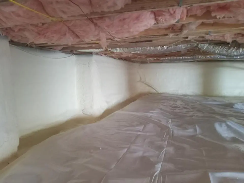 Crawl space encapsulation with closed-cell spray foam for Commercial Roof Restoration in Granite Bay